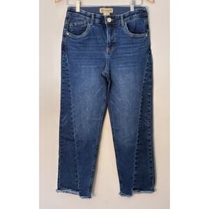 Democracy Ab Technology Ankle Skinny Jeans womens S 6 Mid Rise Blue Fade Raw Hem